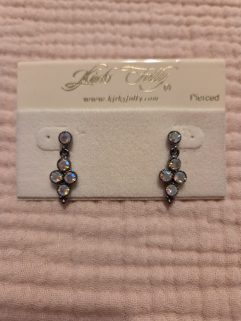 Kirks Folly Iridescent Aurora cluster drop earrings Gunmetal